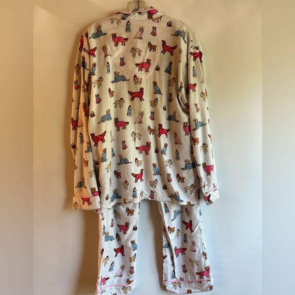 LIVE LOVE LOUNGE KAREN NEUBÜRGER WHITE WITH DOGGIES SLEEPWEAR WOMEN’S PJS LARGE - Picture 2 of 10